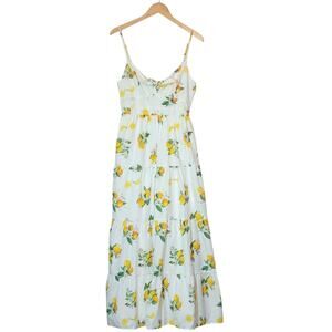 Mi Ami Francesca's Giana Orange Fruit Print White Maxi Dress Boho Chic Summer M